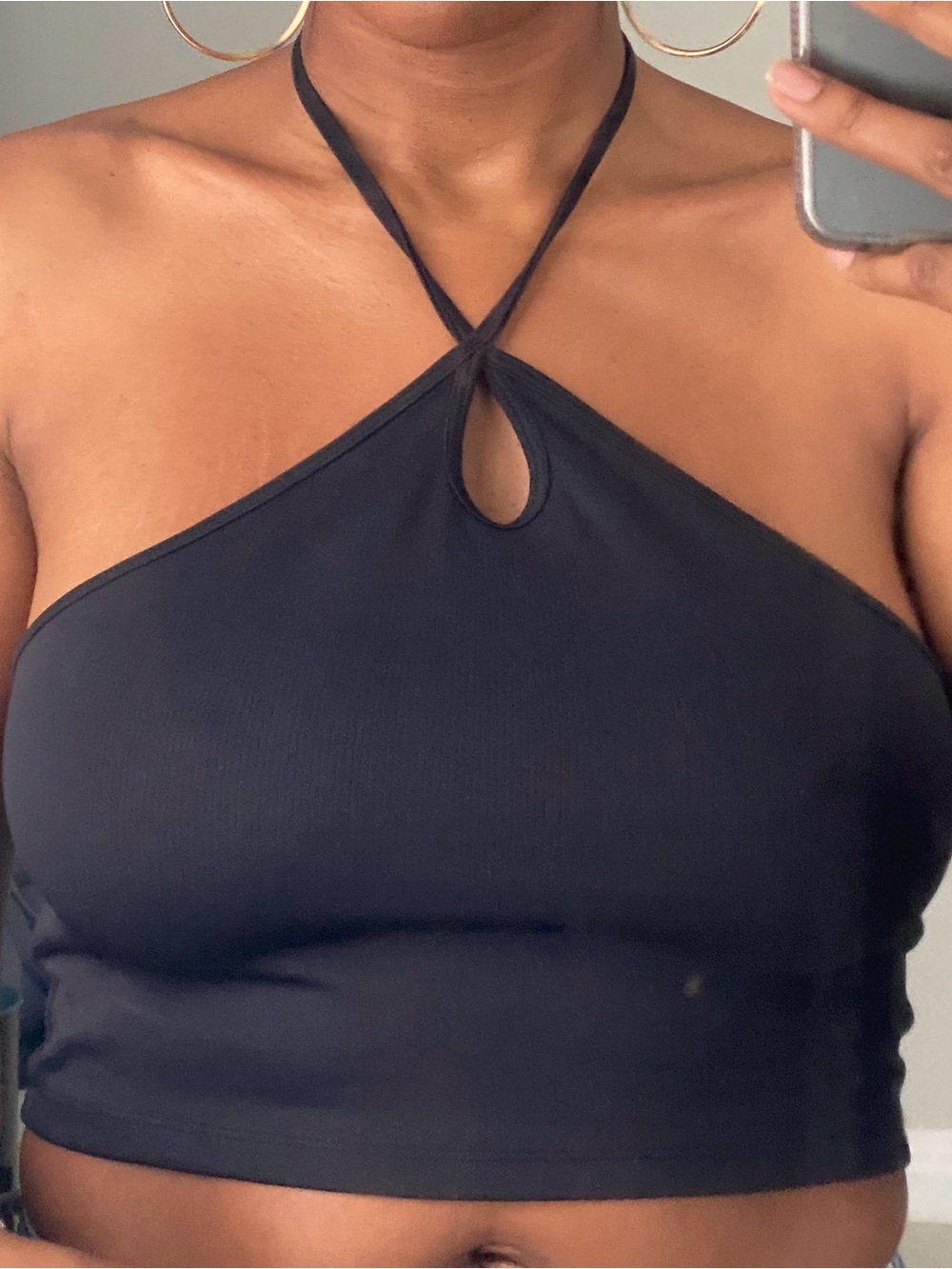 Black Halter Tie Women's Crop Top
